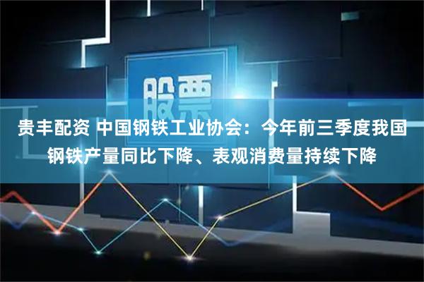 贵丰配资 中国钢铁工业协会：今年前三季度我国钢铁产量同比下降、表观消费量持续下降