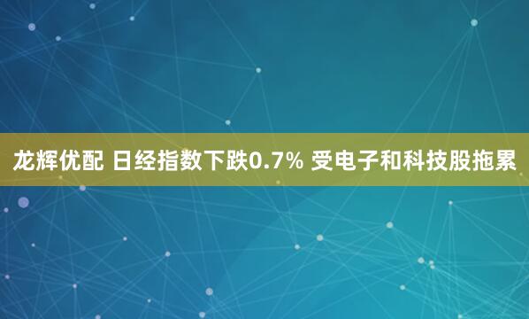 龙辉优配 日经指数下跌0.7% 受电子和科技股拖累